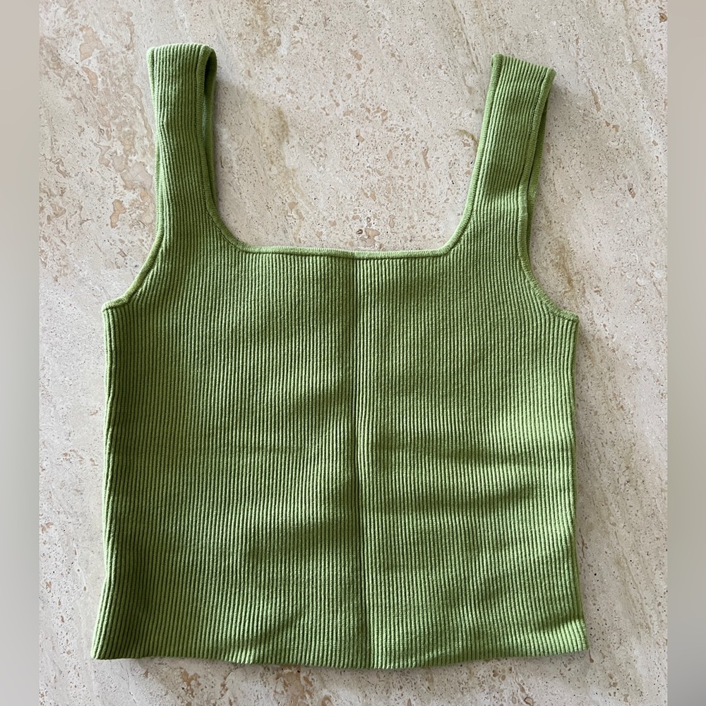 Reformation Julia rib knit tank top in avocado size XS - Picture 2 of 4